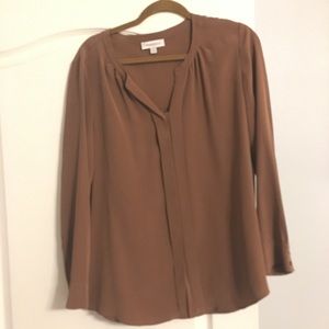 Silk Nordstrom brown top medium